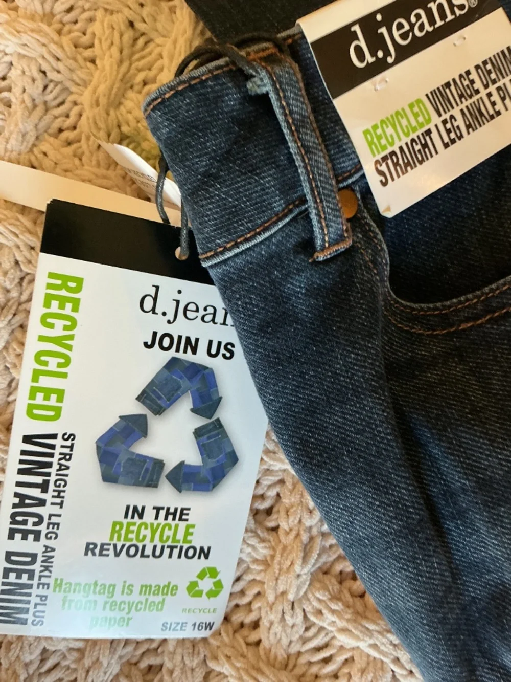d.jeans Recycled Vintage Denim Straight Leg Ankle Plus Jeans 16W - Picture 3 of 6